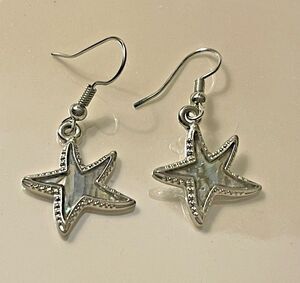 Sea Life Lovers - Starfish Sterling Silver Dangle Earrings Abalone Shell Inlay